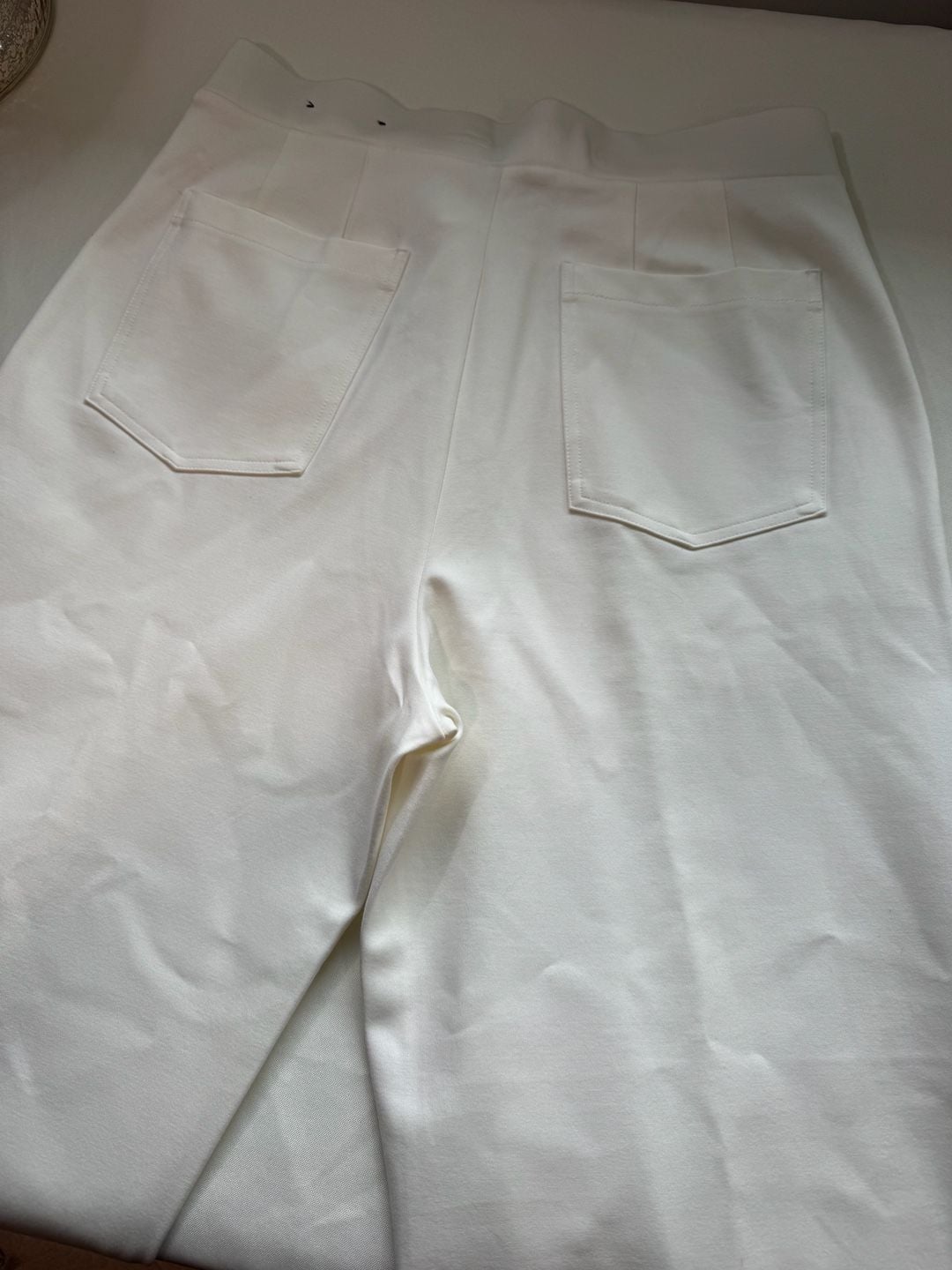 White Wide Leg Pull On Pants Quiet Luxury Minimalist Size XL 5