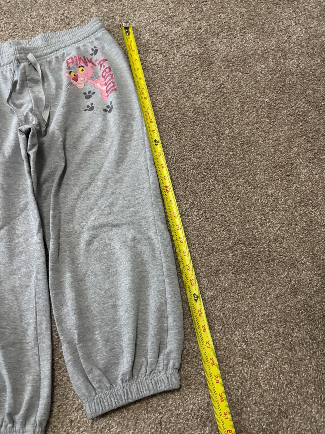Early 2000s Y2K Pink Panther Sweatpants Size M Gray Pink-A-Boo Cuffed Lounge Joggers 4