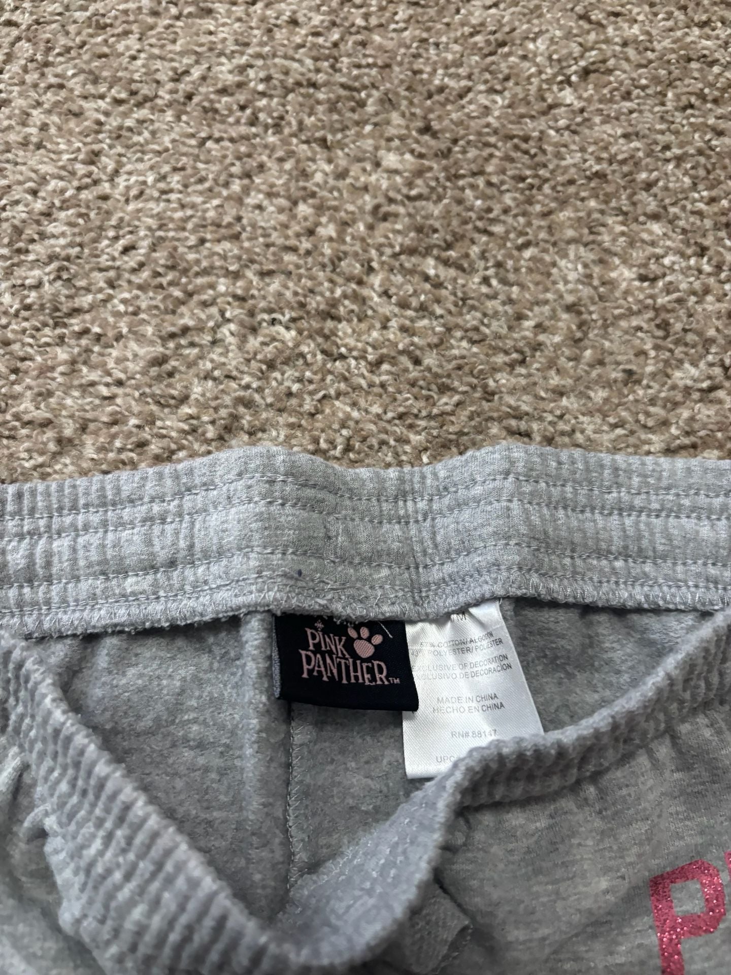 Early 2000s Y2K Pink Panther Sweatpants Size M Gray Pink-A-Boo Cuffed Lounge Joggers 6