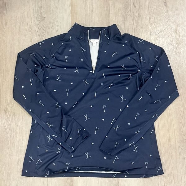 Lady Hagen Golf Pullover Size L Navy Blue Golf Print