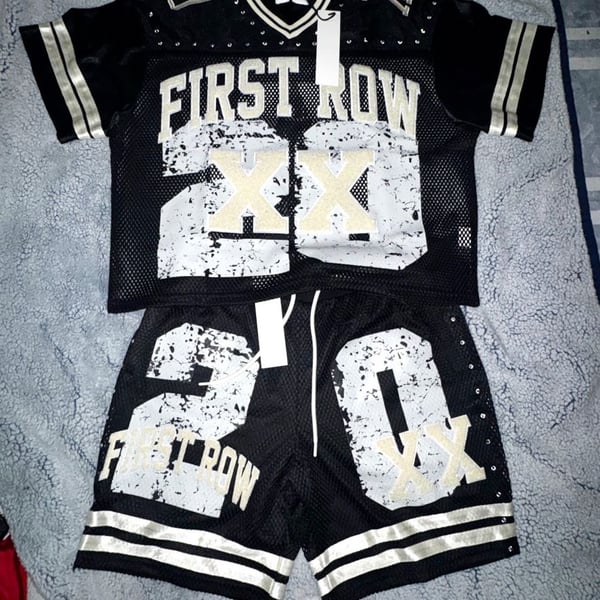 First Row Jersey And Shorts Set Black Mesh XX Jersey is a crop