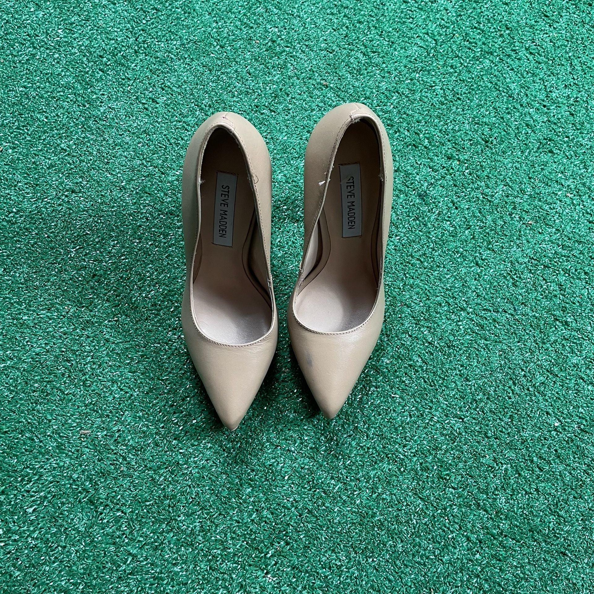 Steve Madden Platform High Heel Pumps Size 6M Beige Leather Chunky Block 5