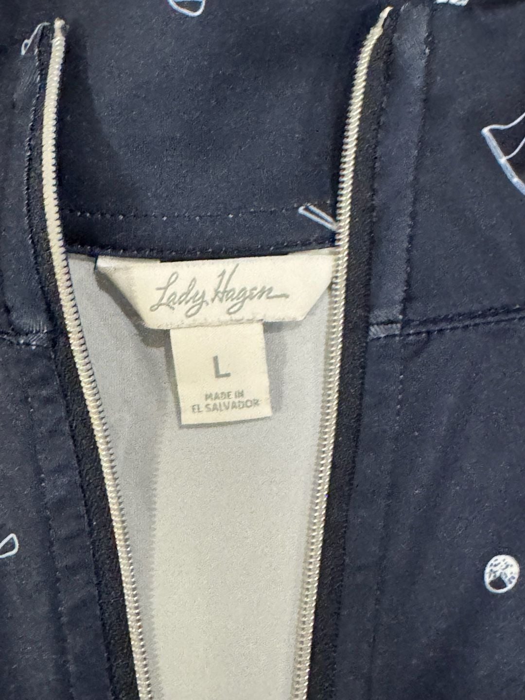 Lady Hagen Golf Pullover Size L Navy Blue Golf Print 3
