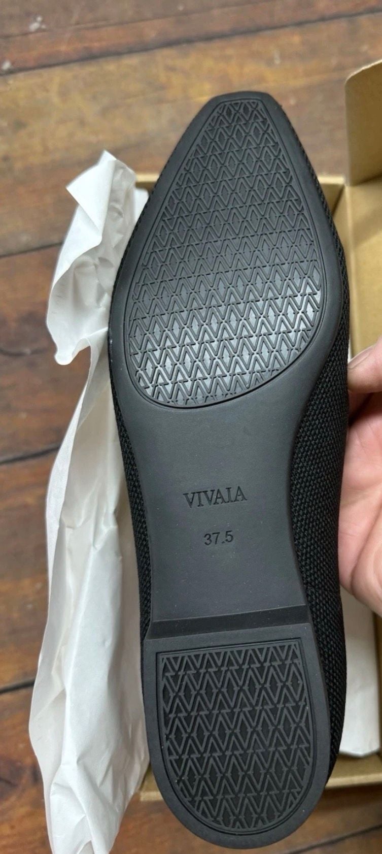 Vivaia Kathleen Size US 7 Black Knit Ballet Flats Shoes With Box 5