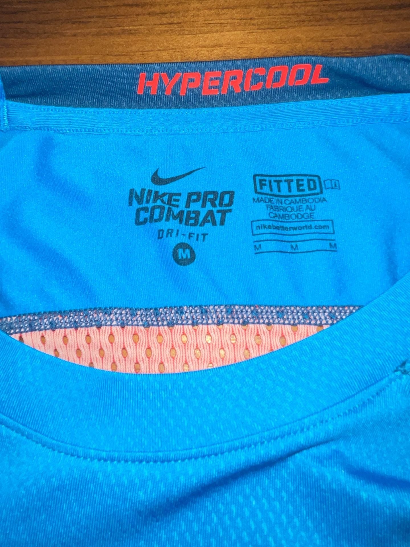 Nike Pro Combat Hypercool Fitted Size M Blue Athletic T-Shirt 7