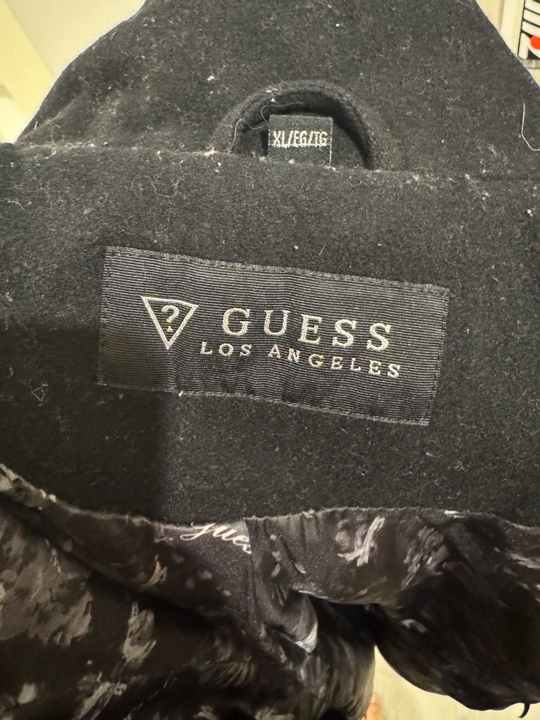 Guess Los Angeles Wool Blend Pea Coat Jacket Size XL Black 3