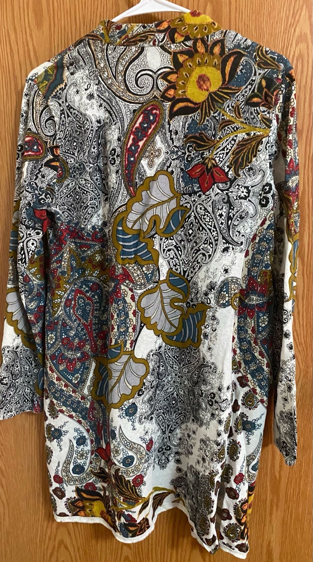 Chico's Open Front Cardigan Size 2 Multicolor Paisley Knit Sweater 5