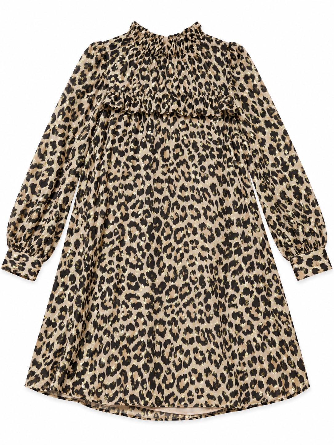 Kate Spade Leopard Dress Size 4 Gold Metallic Chiffon (q1) 2