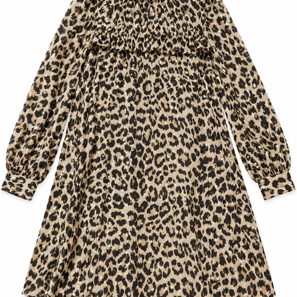 Kate Spade Leopard Dress Size 4 Gold Metallic Chiffon (q1)