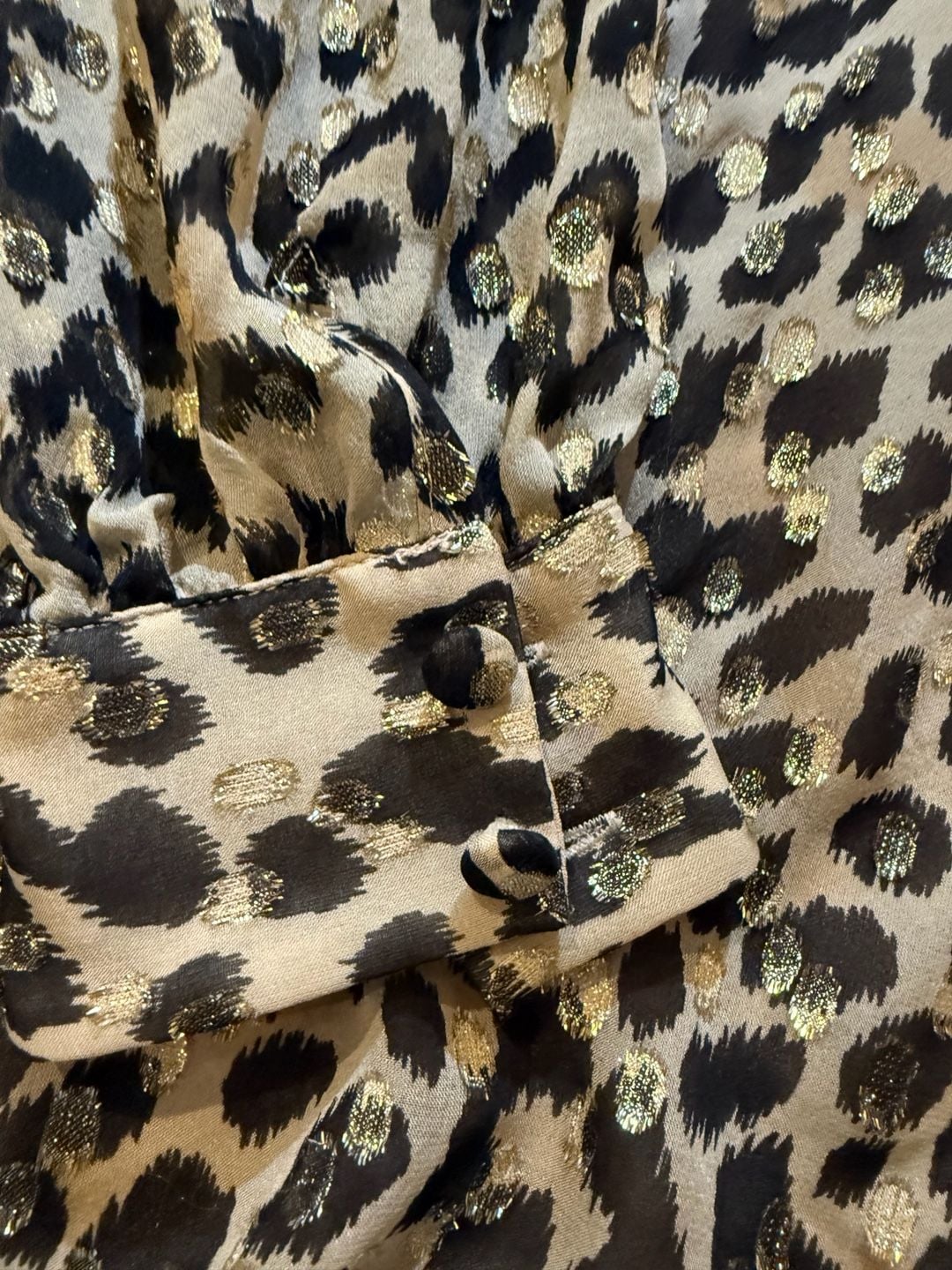 Kate Spade Leopard Dress Size 4 Gold Metallic Chiffon (q1) 4