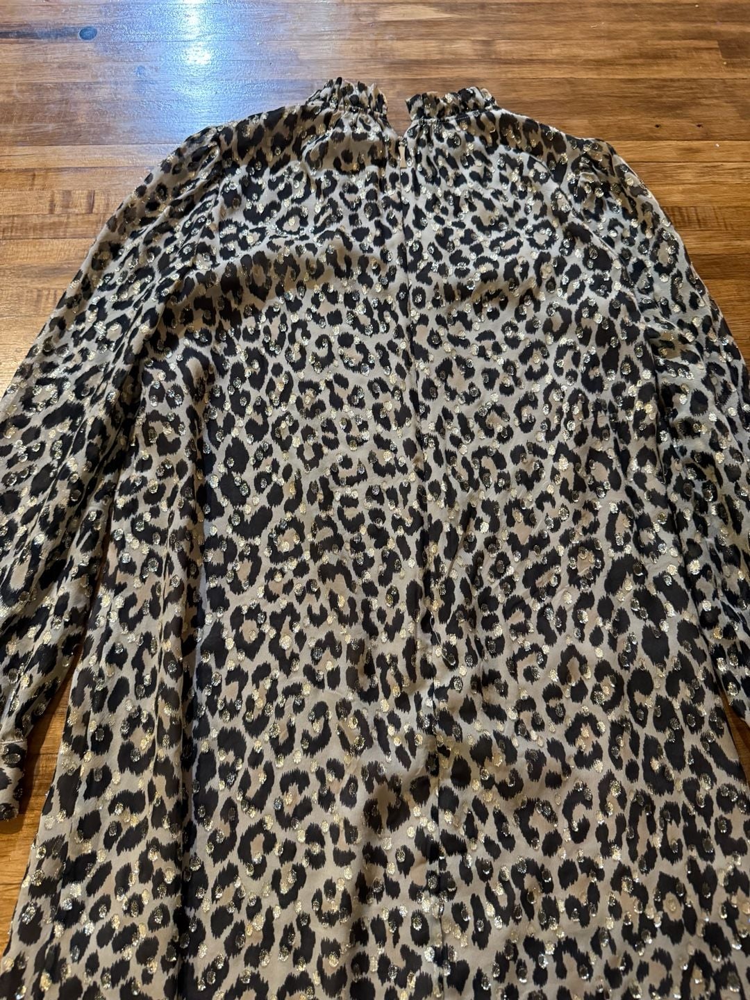 Kate Spade Leopard Dress Size 4 Gold Metallic Chiffon (q1) 5