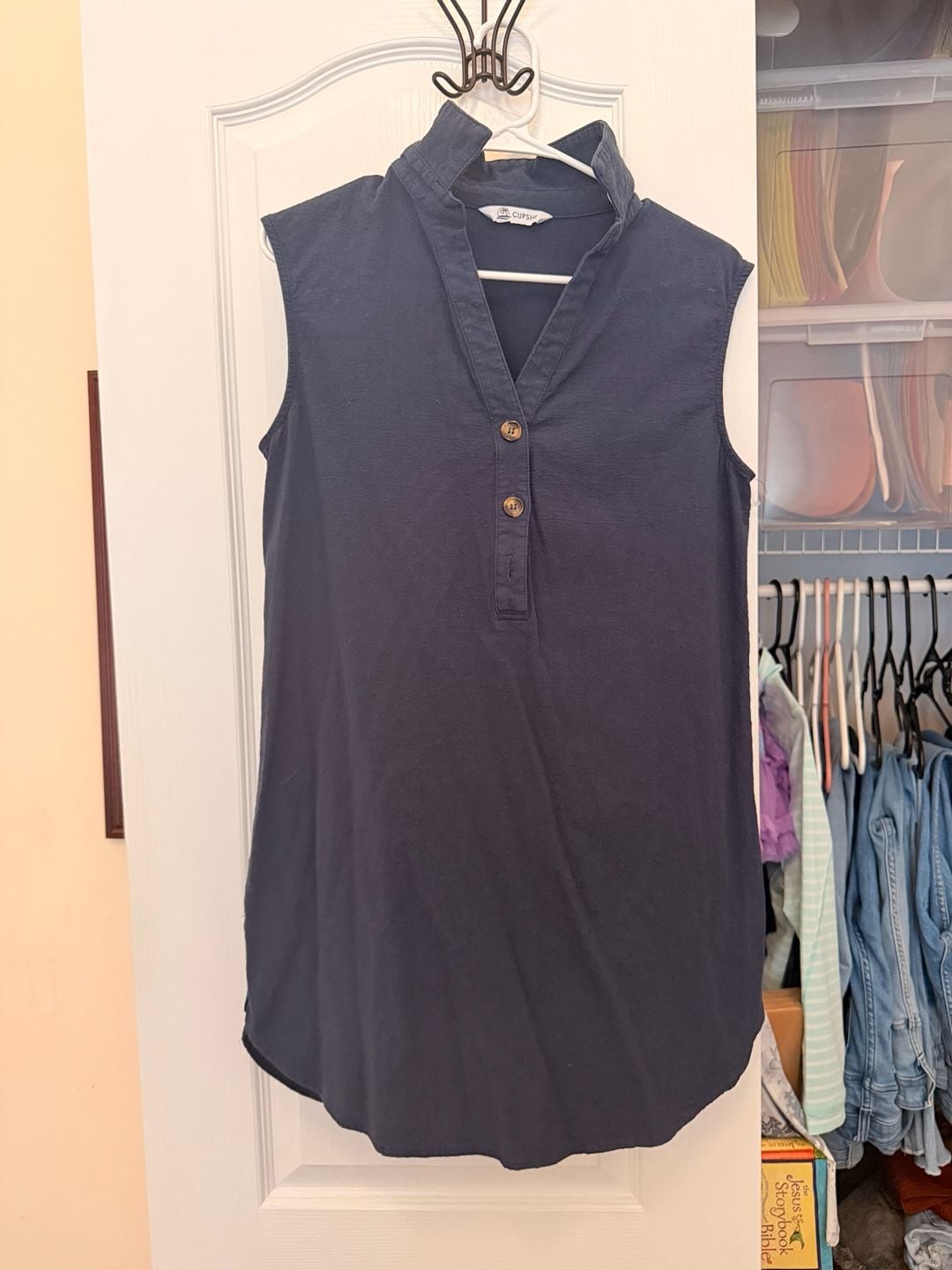 Cupshe Sleeveless V-Neck Mini Dress Size S Navy Blue Beach Cover Up 2