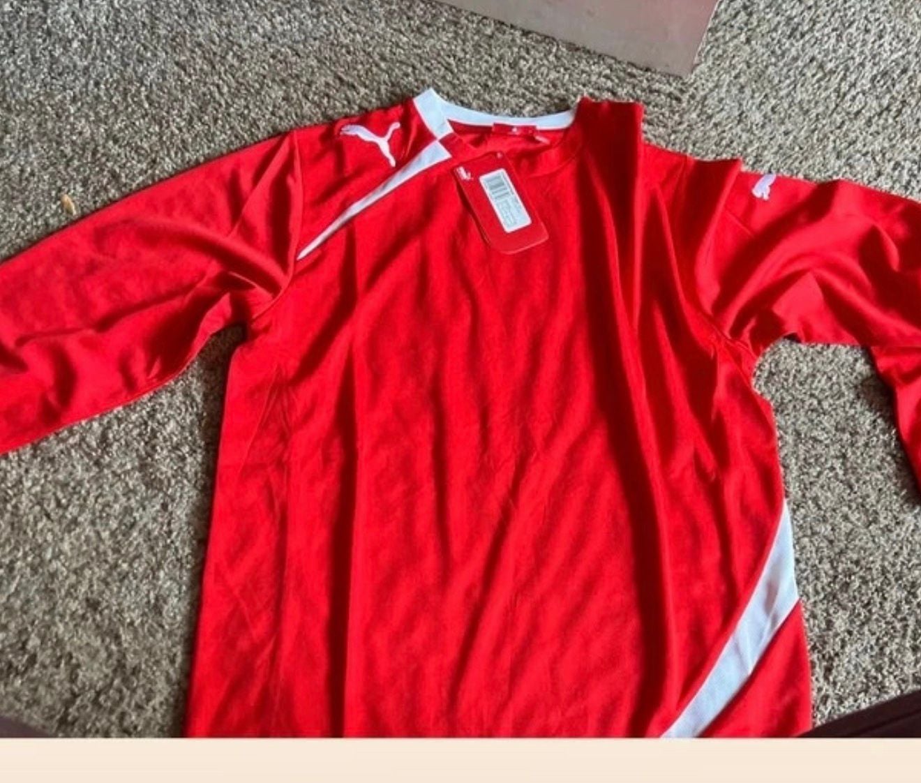 Puma Long Sleeve Football Soccer Jersey Red White 1