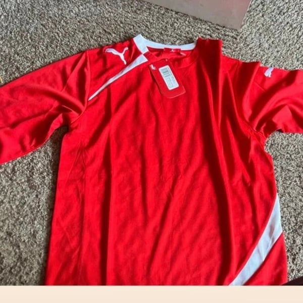 Puma Long Sleeve Football Soccer Jersey Red White