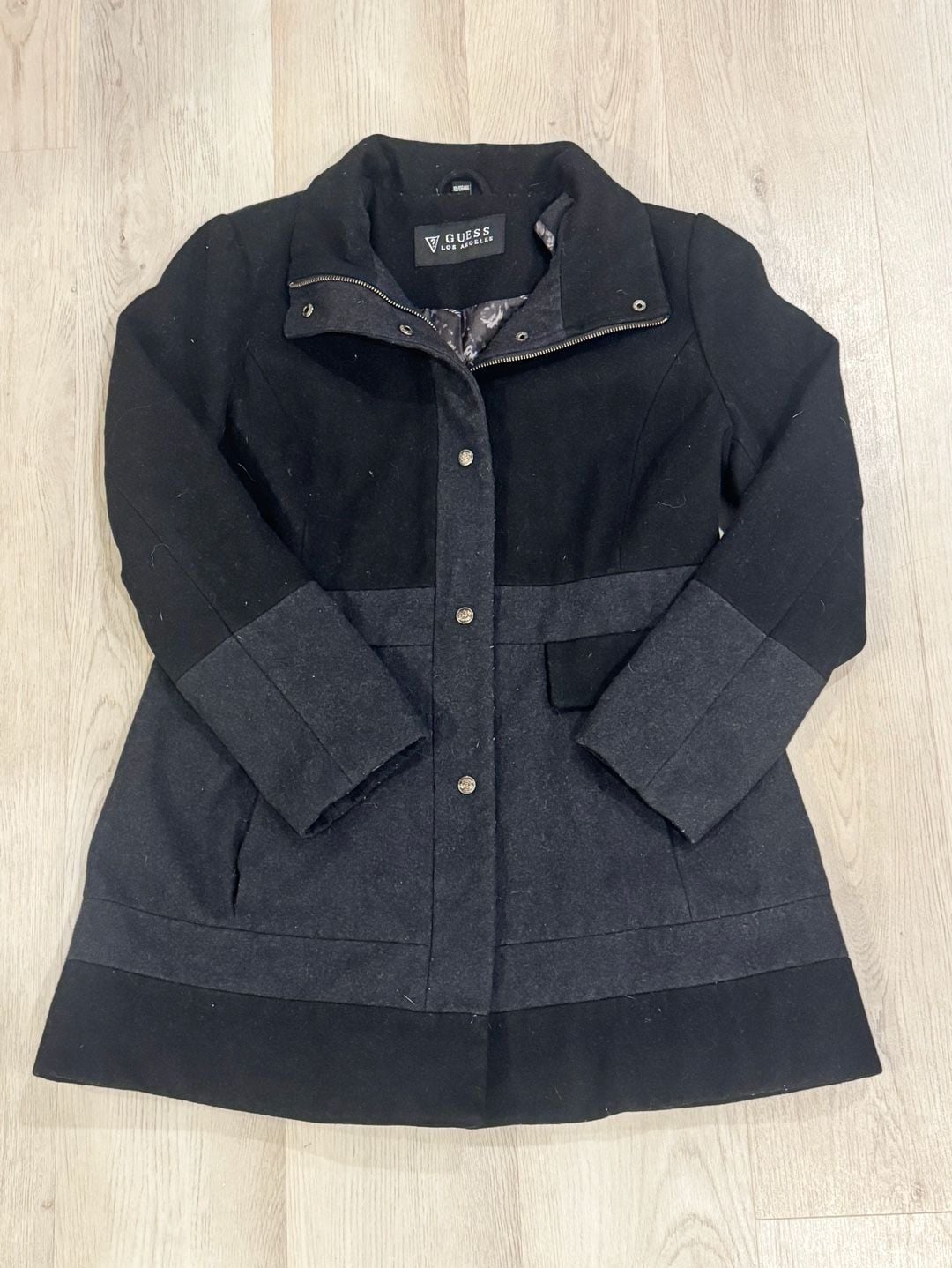 Guess Los Angeles Wool Blend Pea Coat Jacket Size XL Black 2