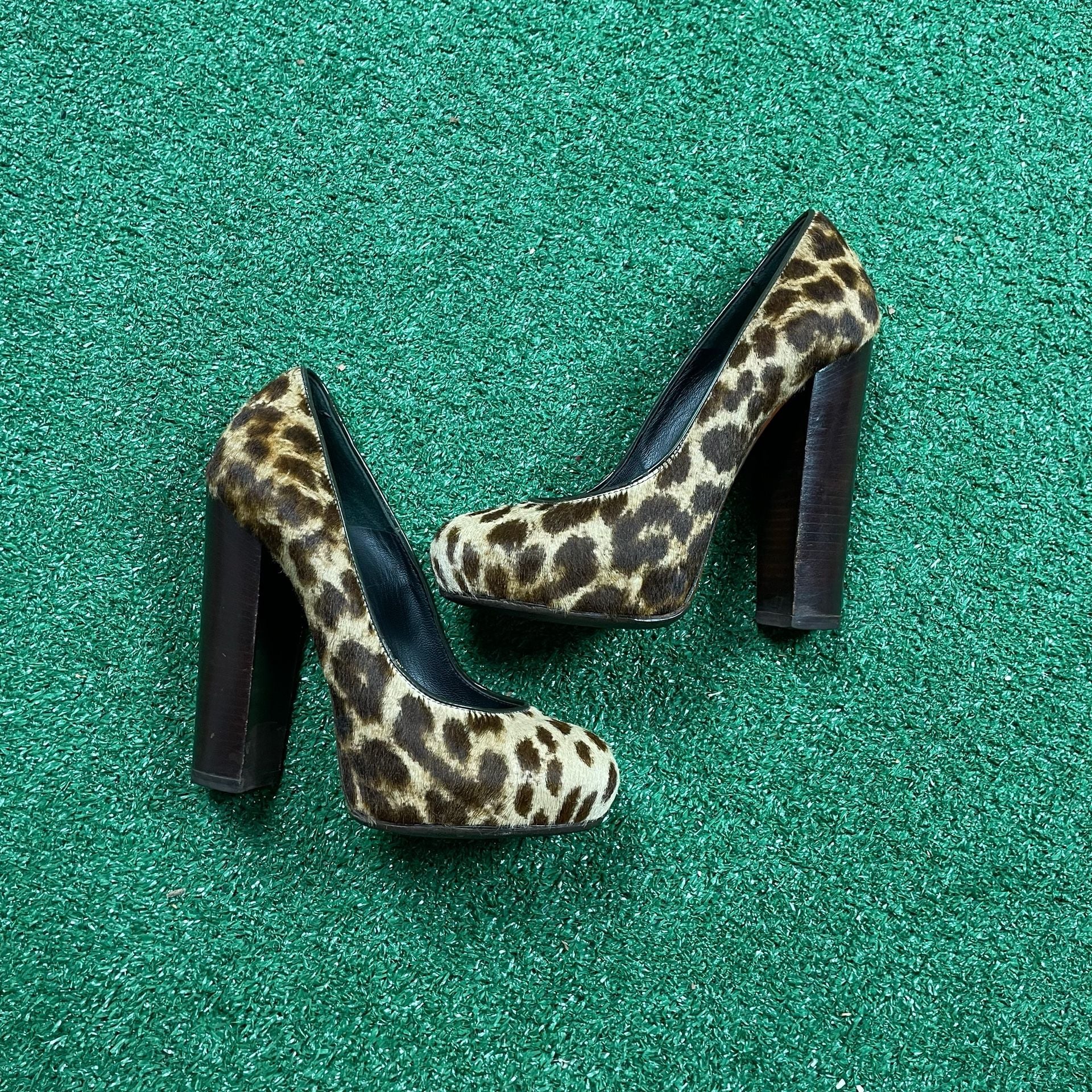 Brian Atwood Pumps Size 7 Leopard Ponyhair Platform Heels 2