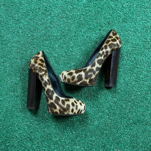 Brian Atwood Pumps Size 7 Leopard Ponyhair Platform Heels