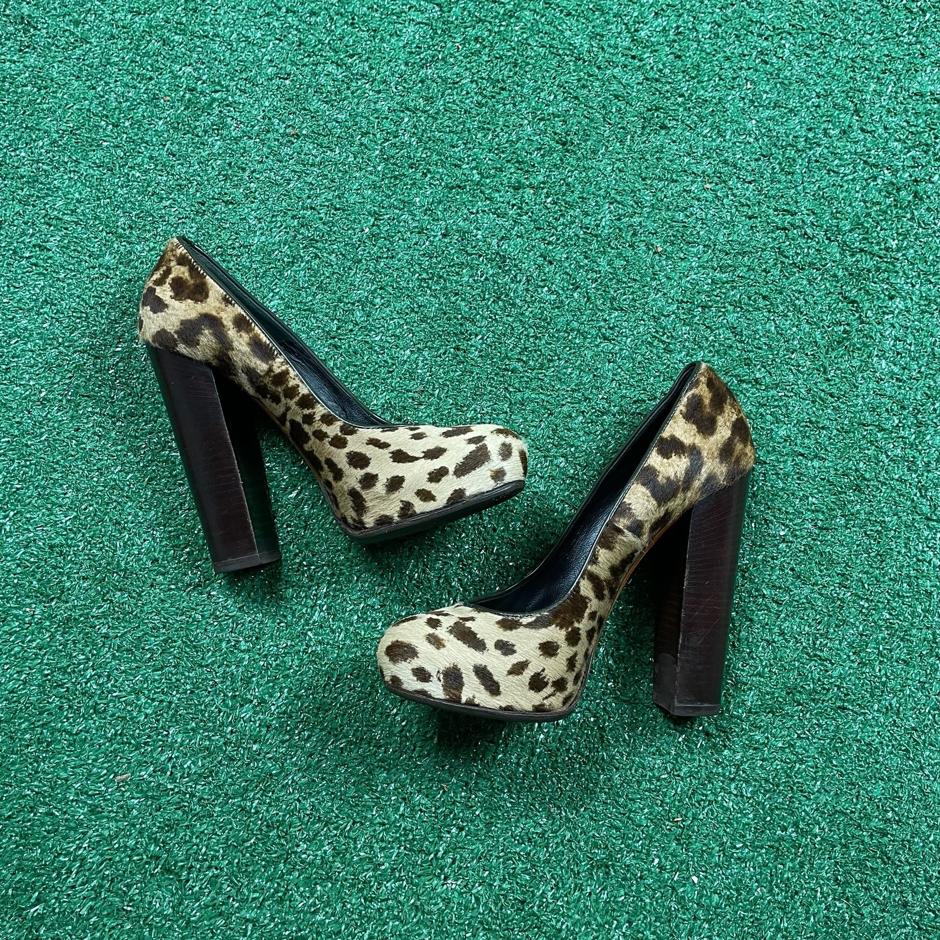 Brian Atwood Pumps Size 7 Leopard Ponyhair Platform Heels 3