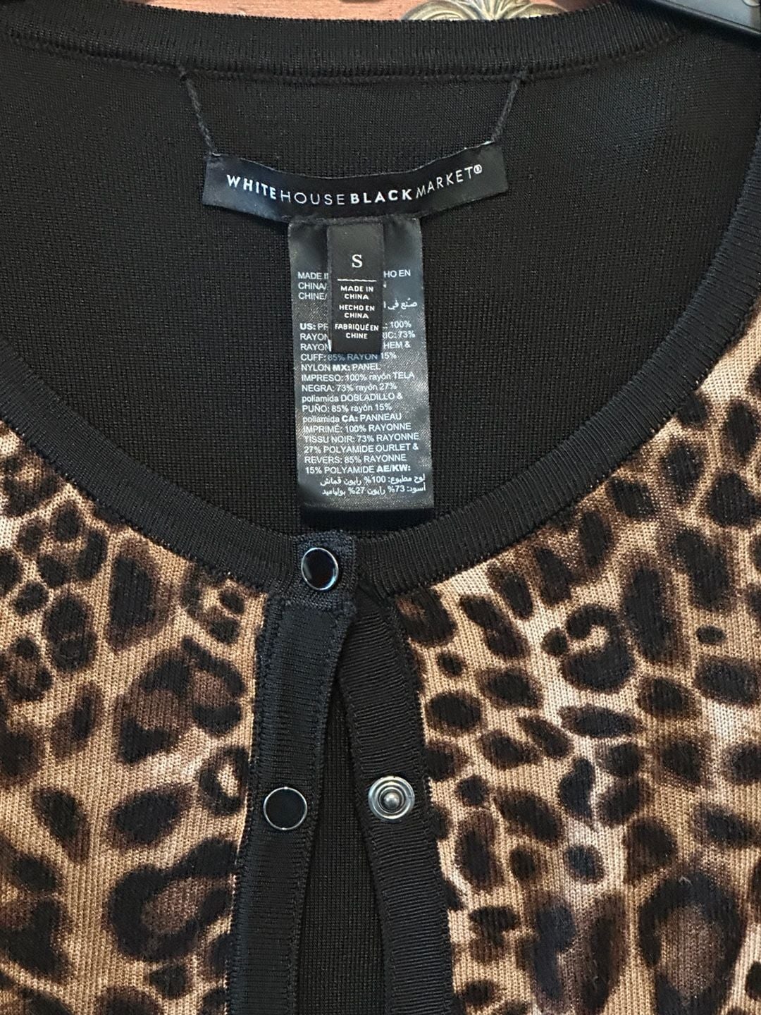White House Black Market Cardigan Size S Leopard print 4