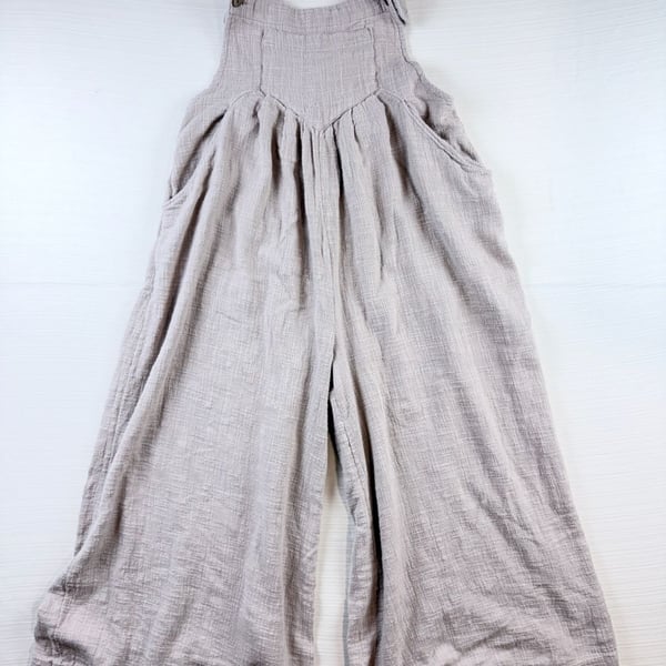 Free People Jumpsuit Size XS Pinkish Beige Linen Cotton Wide Leg Overalls Romper