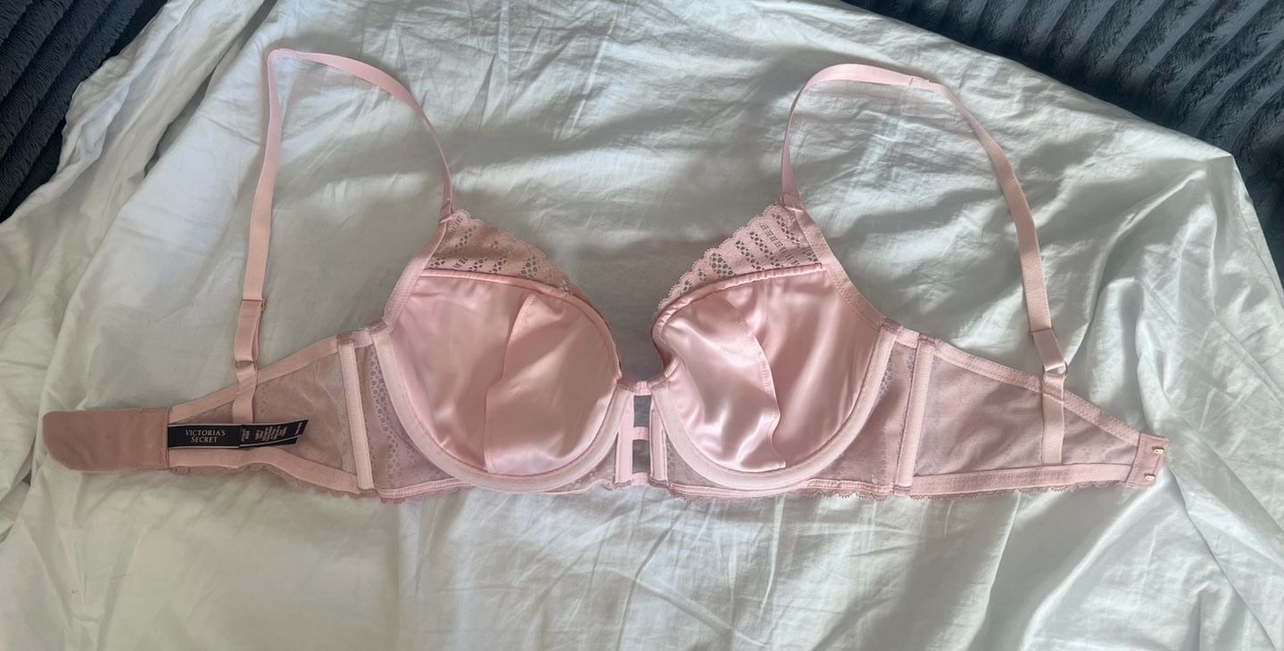 Victoria's Secret Lined Plunge Bra Size 34D Pink Lace 3