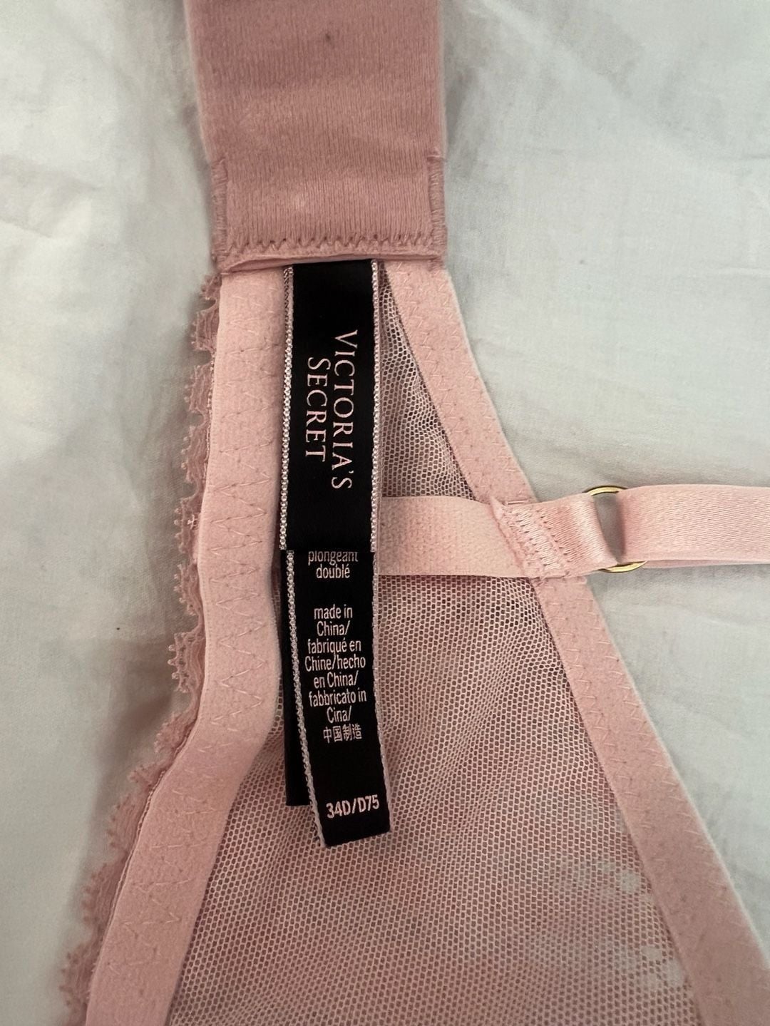 Victoria's Secret Lined Plunge Bra Size 34D Pink Lace 4
