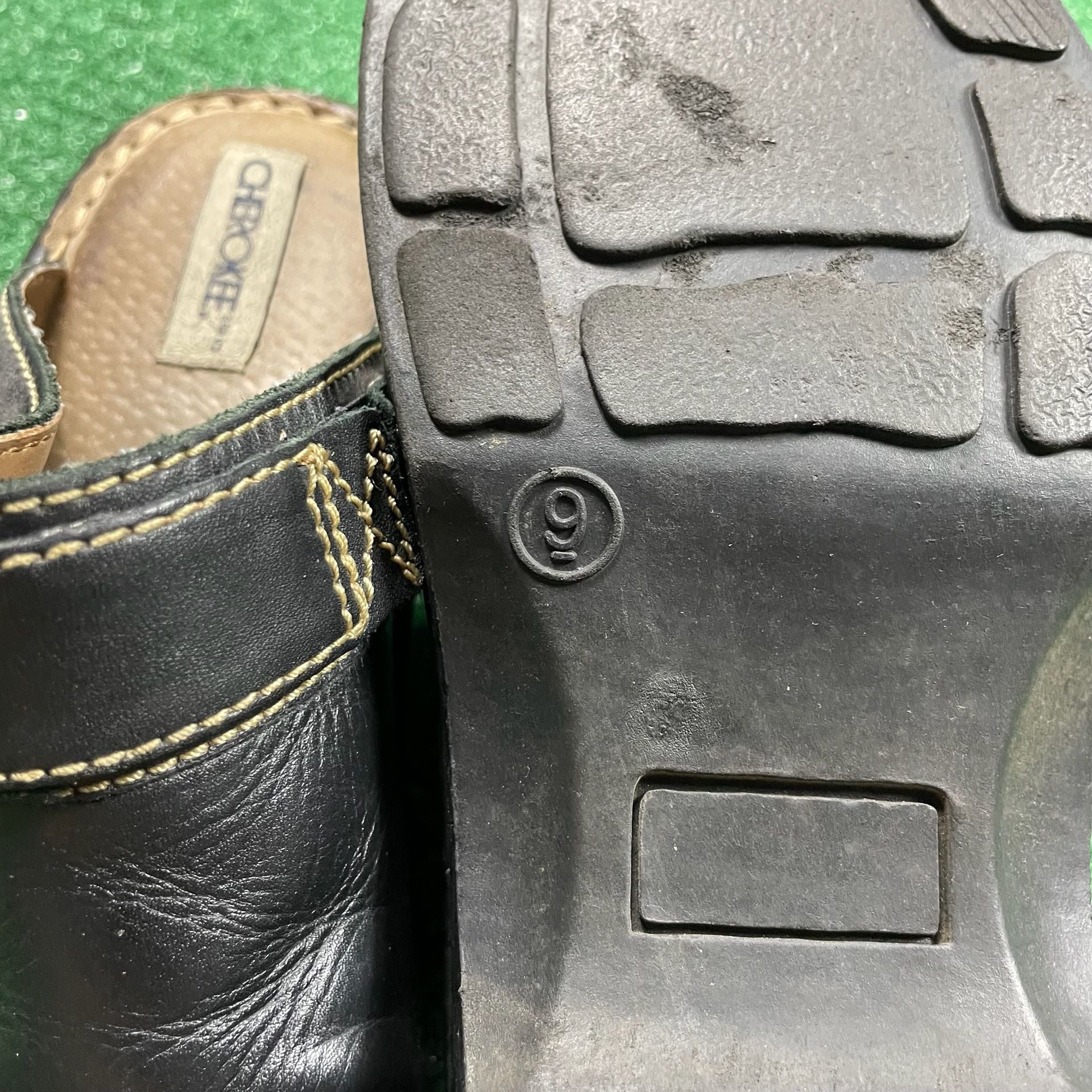 Cherokee Leather Mules Size 9 Black Buckle Clogs 6