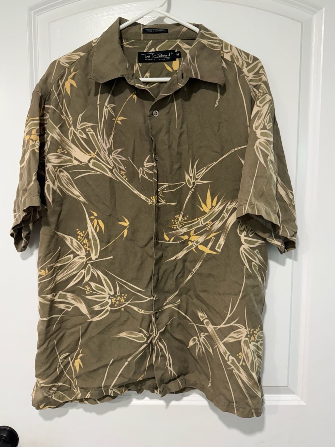 Grandpa Core Aloha Shirt Olive Botanical Coastal Resort Hawaiian Men’s M 2