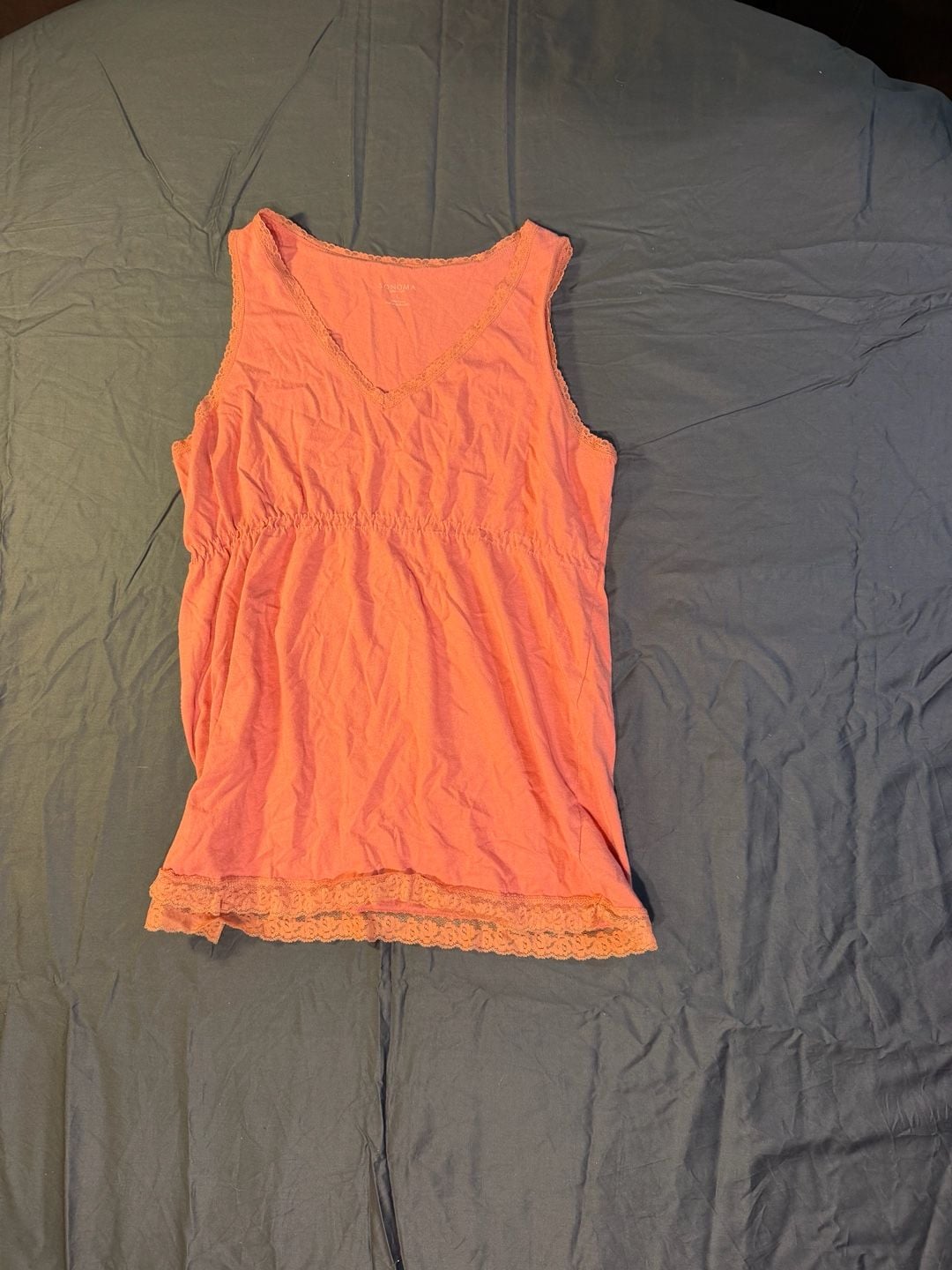 Sonoma Life + Style Tank Top Size L Coral Lace Trim 2