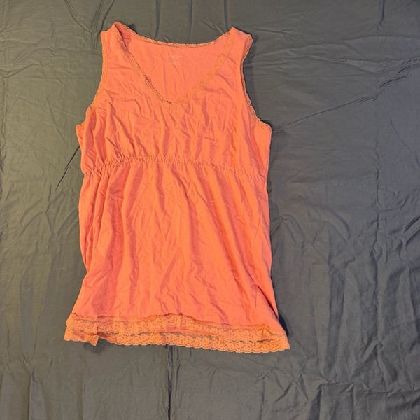 Sonoma Life + Style Tank Top Size L Coral Lace Trim