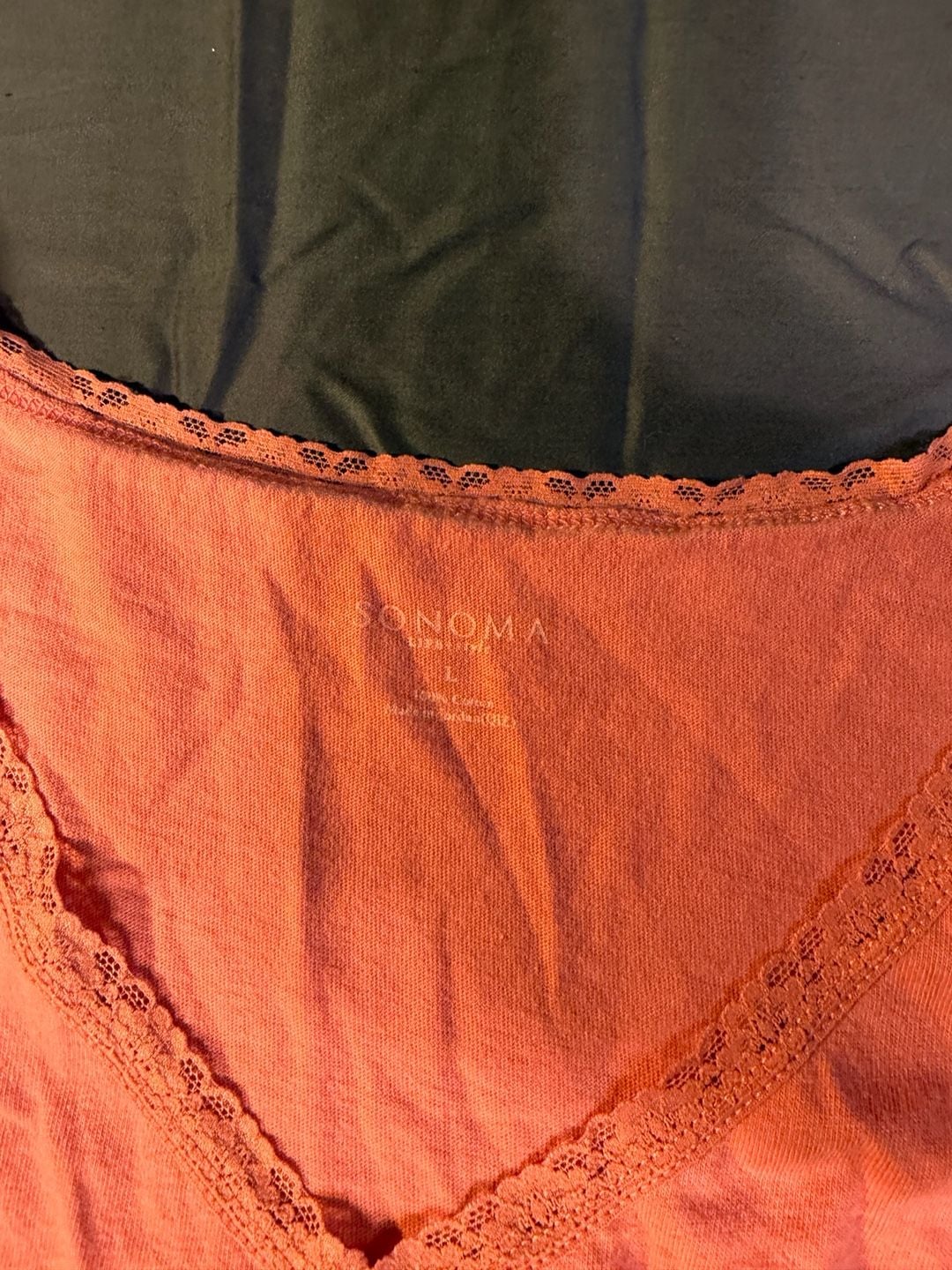 Sonoma Life + Style Tank Top Size L Coral Lace Trim 3