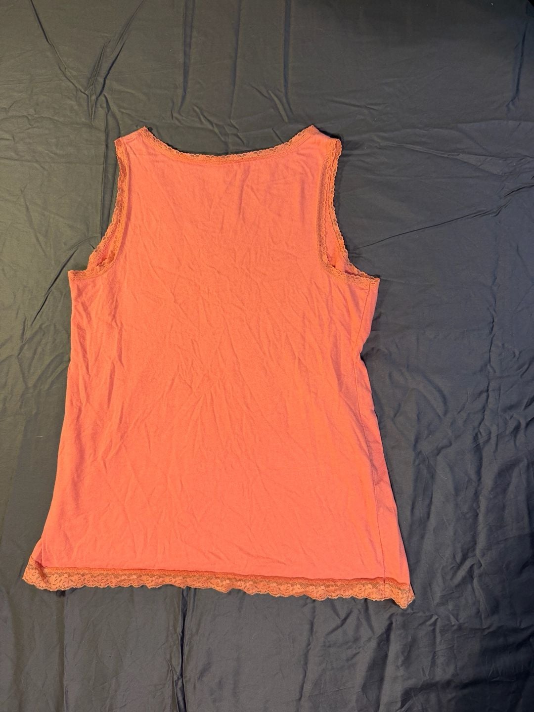 Sonoma Life + Style Tank Top Size L Coral Lace Trim 4