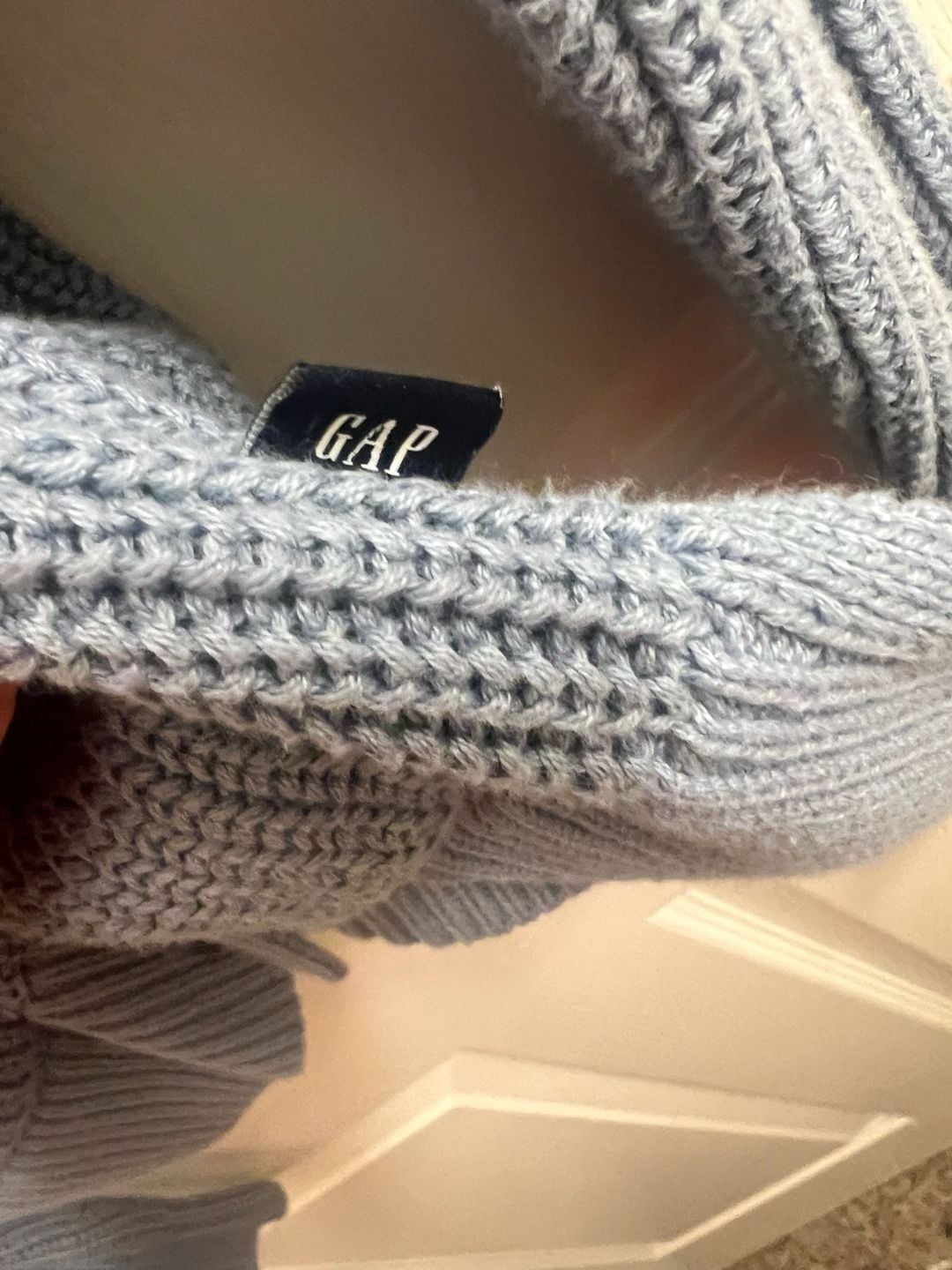 Gap Chunky Knit Cardigan Size M Blue V-Neck Sweater Eclectic Grandpa 4