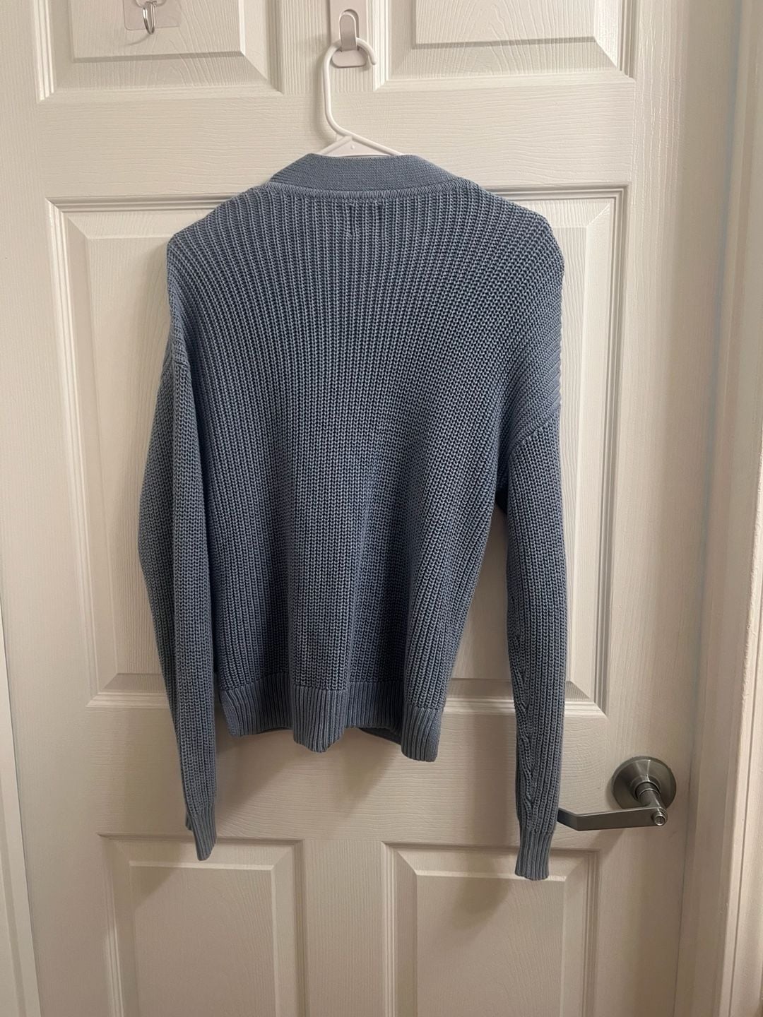 Gap Chunky Knit Cardigan Size M Blue V-Neck Sweater Eclectic Grandpa 5