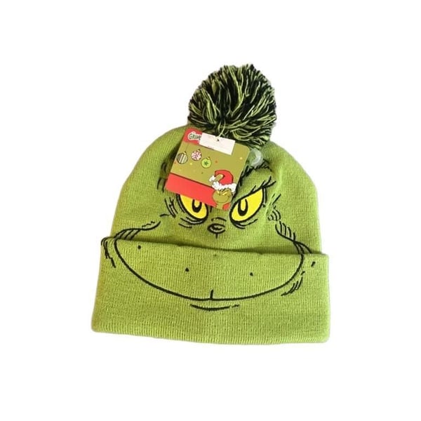 Dr. Seuss The Grinch Pom Beanie One Size Fits Most Green Cuffed Knit Hat