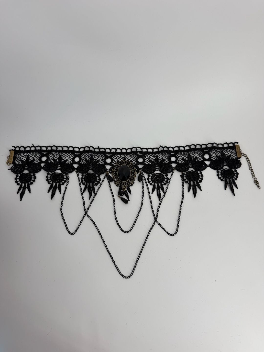 Gothic Black Lace Cameo Choker Necklace Victorian Draped Chain Statement Jewelry 6
