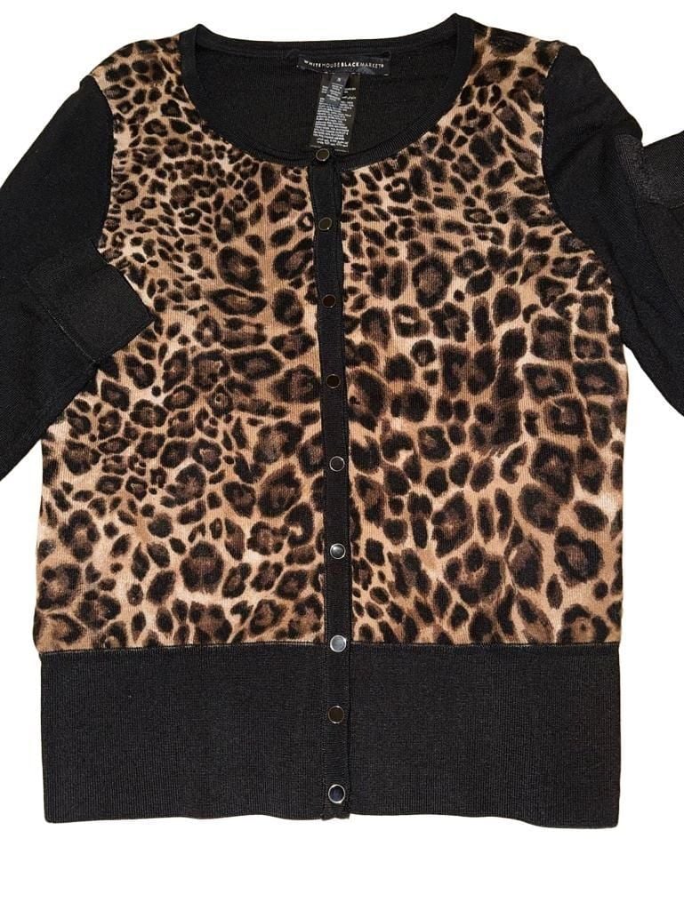 White House Black Market Cardigan Size S Leopard print 8