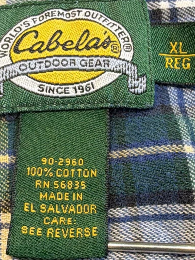 Cabela's Plaid Flannel Men’s Size XL Reg 100% Cotton Long Sleeve Shirt 4