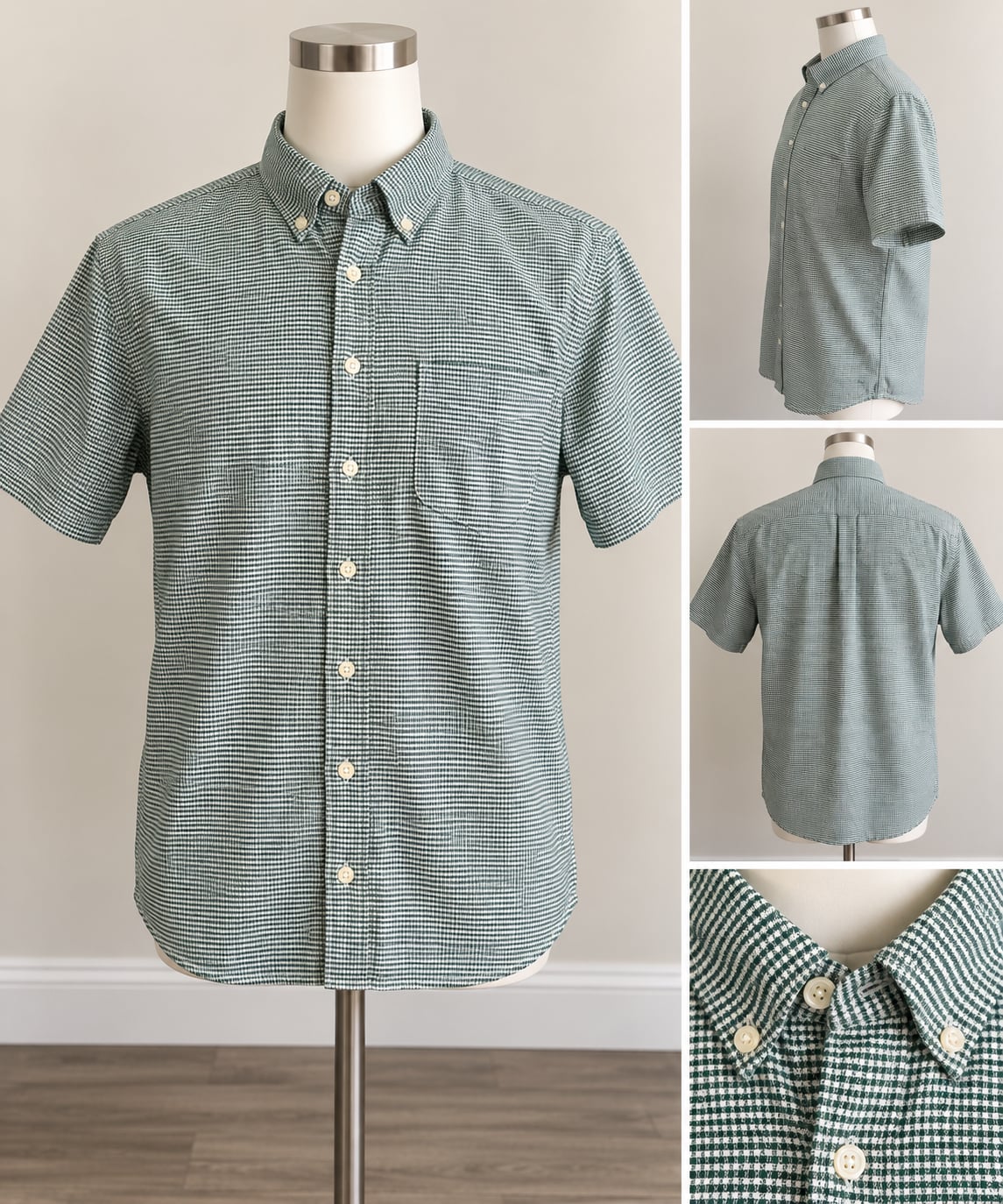 Vintage Abercrombie & Fitch Men’s M Green Gingham Button Down Shirt 100% Cotton 2