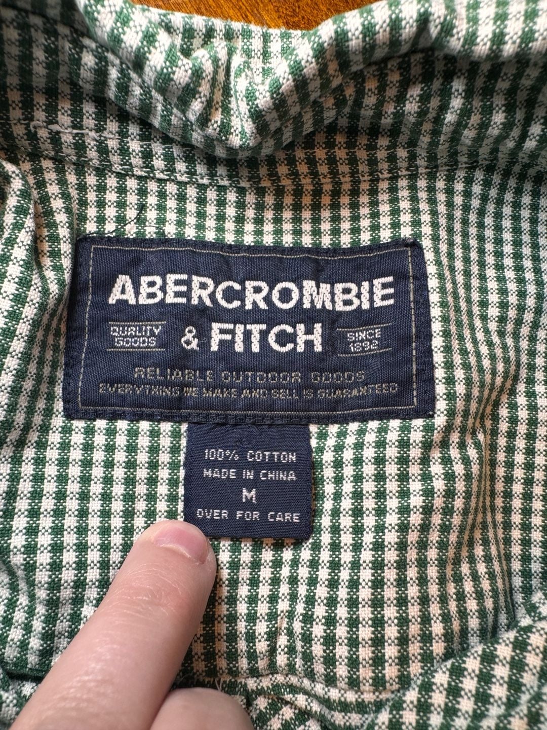 Vintage Abercrombie & Fitch Men’s M Green Gingham Button Down Shirt 100% Cotton 5