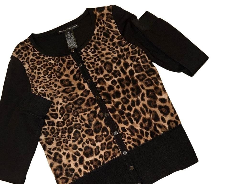 White House Black Market Cardigan Size S Leopard print 6
