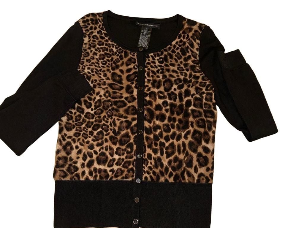 White House Black Market Cardigan Size S Leopard print 7