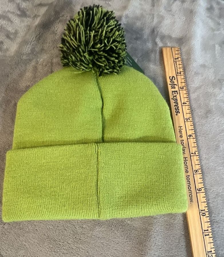 Dr. Seuss The Grinch Pom Beanie One Size Fits Most Green Cuffed Knit Hat 8