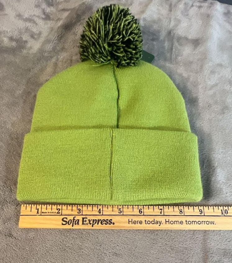 Dr. Seuss The Grinch Pom Beanie One Size Fits Most Green Cuffed Knit Hat 7
