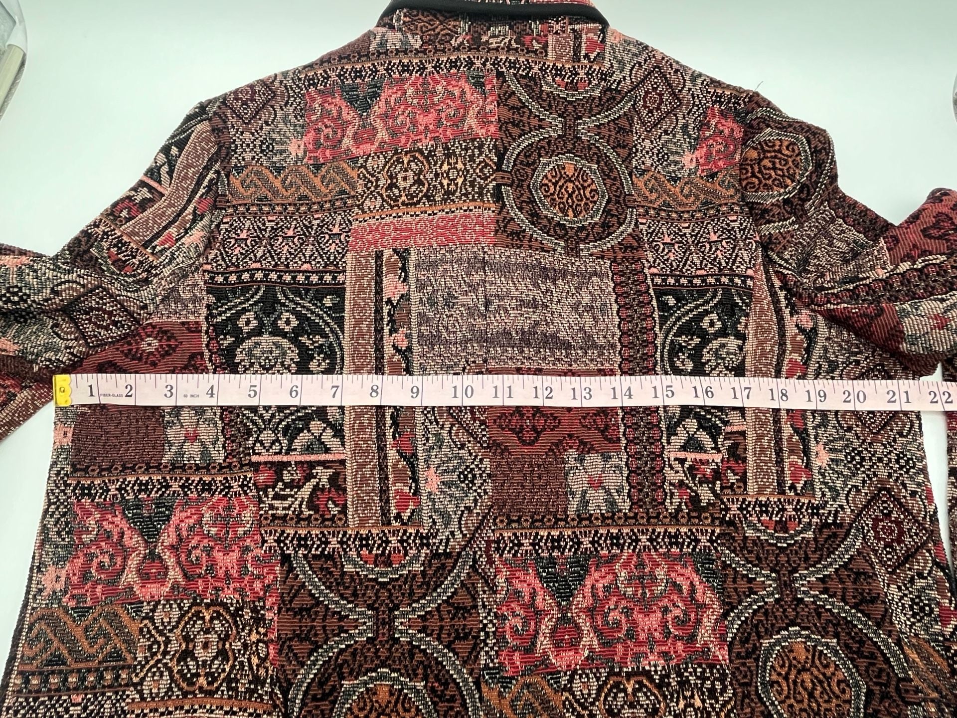 Dressbarn Tapestry Jacket XL Multicolor patchwork, carpet bag blazer scalloped 5