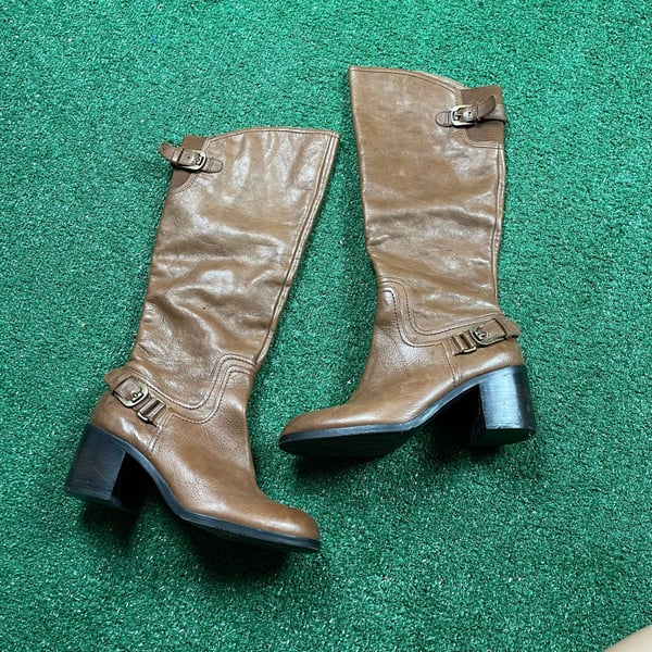 Franco Sarto A Tempest Leather Boots Brown Tobacco Size 6M