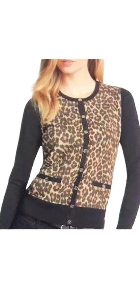 White House Black Market Cardigan Size S Leopard print 14