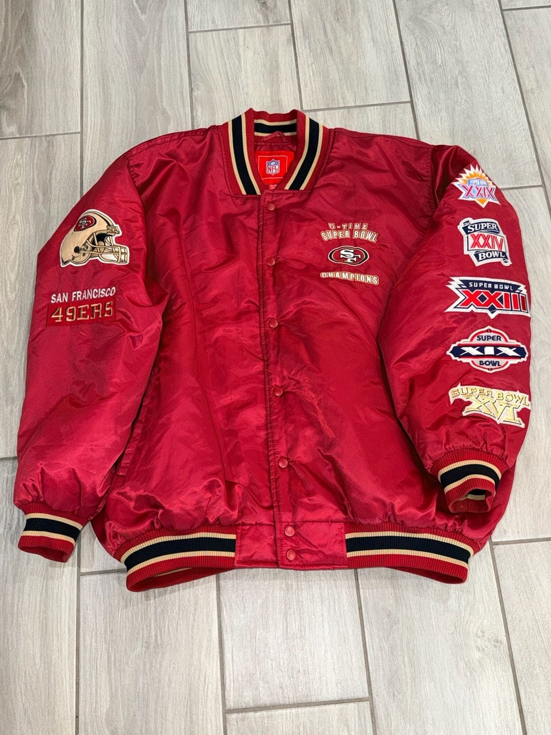 NFL San Francisco 49ers 5-Time Super Bowl Champions Satin Jacket 2