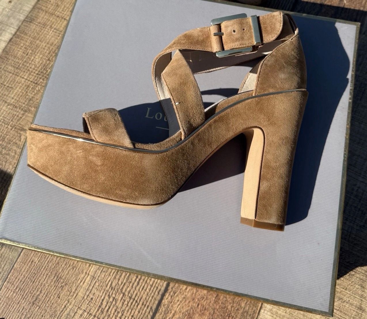 Louise Et Cie Lo-Jazmin Size 8.5M Hazelnut Kidsuede Platform Heel 5
