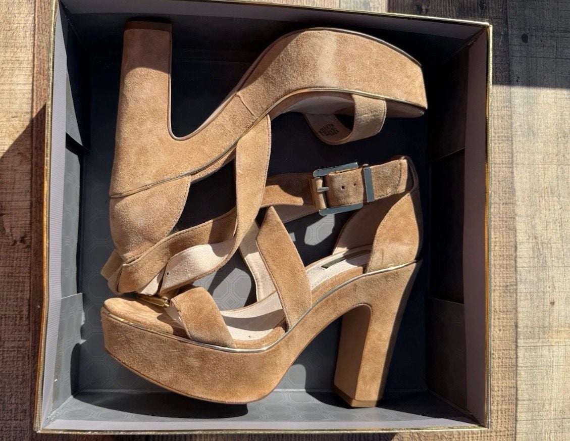Louise Et Cie Lo-Jazmin Size 8.5M Hazelnut Kidsuede Platform Heel 7